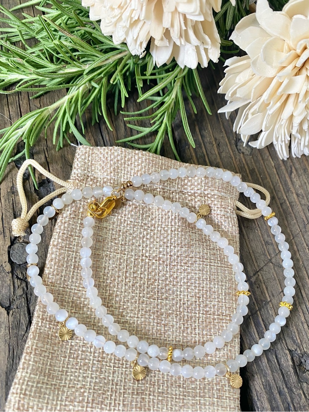 Moonstone & Starburst Beaded Gemstone Necklace